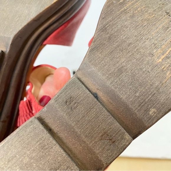 Miz Mooz Amia Wedge Mary Jane Shoes Womens Size 9 39 Red Closed Toe Sandal - Picture 11 of 14